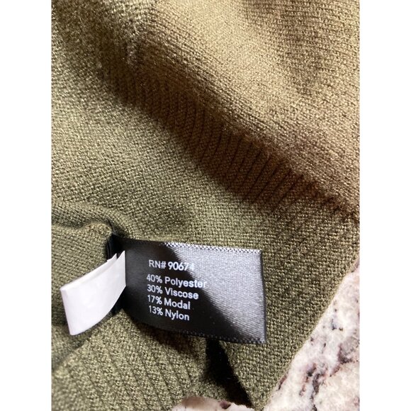 Boston Proper Sweater Olive XS Puff Sleeve Ribbed Hem Tunic Minimalist Chic - Picture 5 of 8
